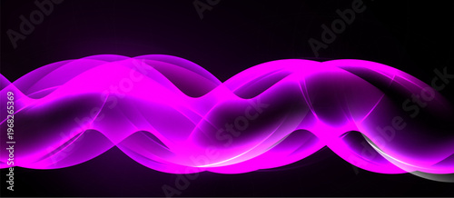 Abstract waves, vibrant magenta hues, dark background. Smooth curves create dynamic visual effect. Modern design element.