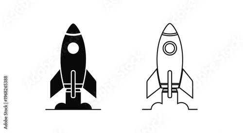 Modern Space Rocket Vector Icons - Launch Designs for Projects Vector