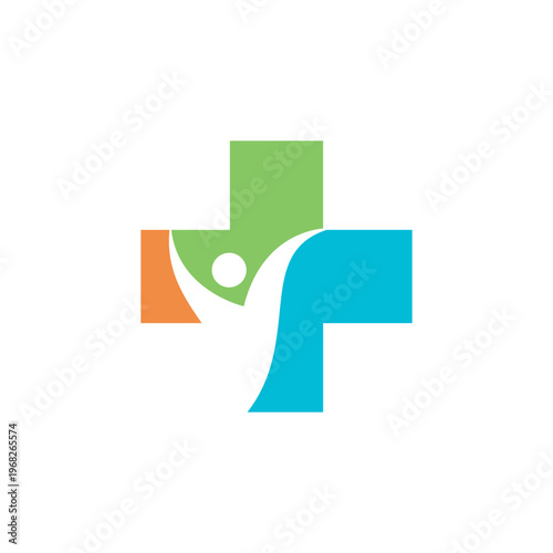 Medical cross with people