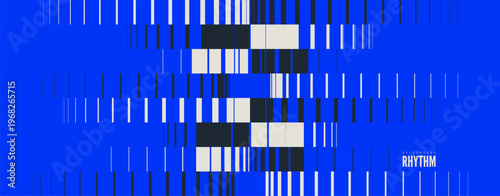 Geometric lines cascade onto a dark background. Image of multiple lines of varying thickness. Transition and displacement effects. Industrial style. Dynamic for brochure, poster, cover, presentation.