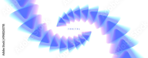 Fractal. Abstract spiral of pyramids on a white background. Translucent pattern of overlapping geometric shapes. Smooth gradient color transitions. 3D structure of connections. Illustration for design