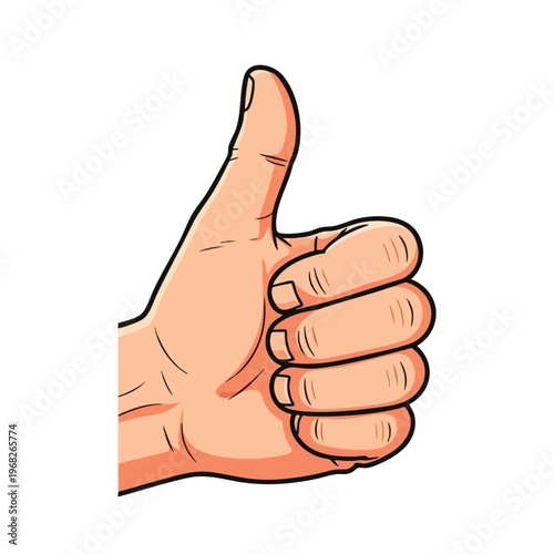 Cartoon hand giving a thumbs up, indicating approval or success