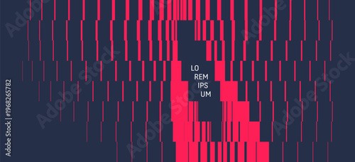 Lines dynamically descend and diverge. A break or crack. Geometric pattern. Symmetry. Multiple stripes of varying thickness. Vector for a brochure, poster, cover, card, presentation, or banner.