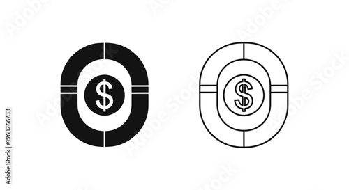 Modern Minimalist Dollar Symbol Target Designs for Branding and Marketing Vector