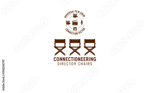 Connectioneering Director Chairs Silhouette, Universal Film Crew Connection Vector, Minimalist Collaborative Cinema Illustration