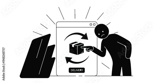 Frustrated man experiencing online shopping delivery issues on mobile