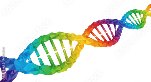 Colorful DNA double helix model structure.
