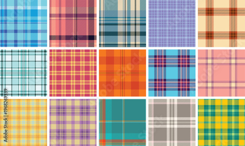 Seamless plaid pattern pack for bespoke tailoring and exclusive fashion. Perfect for small sewing businesses, scarves, jackets, and digital presentations.