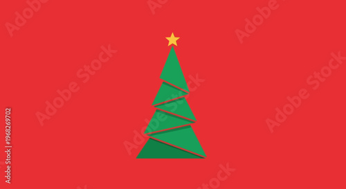 Green Christmas tree with star.