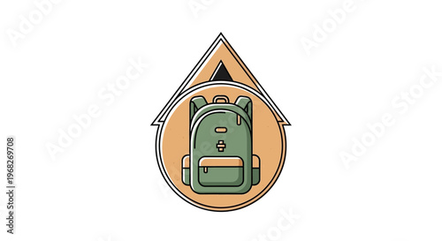 Green Backpack with Brown Accents.