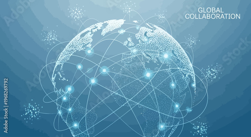 Global Network Connections Around Earth.