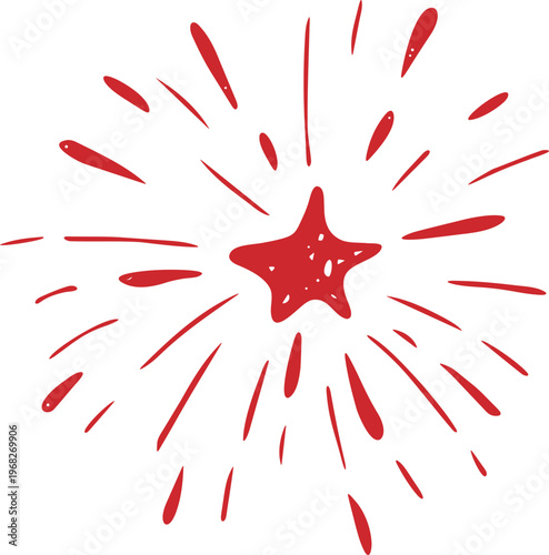 Crayon firework spark confetti and pastel stars,  chalk texture burst firecracker.