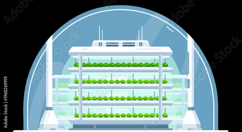 Indoor Vertical Farm Growing Plants.