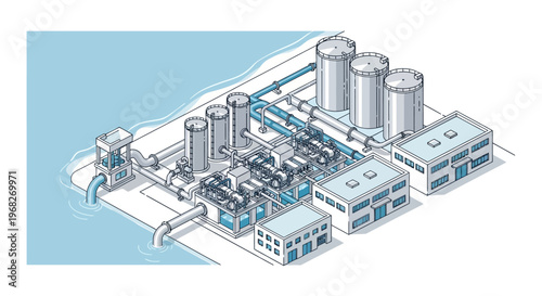 Industrial factory plant facility structure.