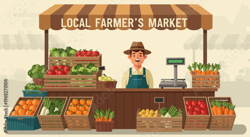 Man selling fresh produce at market.