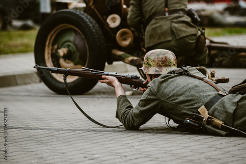 Фотография Historical reenactment of World War II, the fight between the Nazis and the Poles
