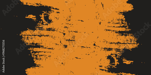 Vibrant orange grunge texture background with black accents and abstract brush strokes