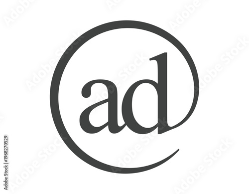 AD logo from two letter with circle shape email sign style. A and D round logotype of business company