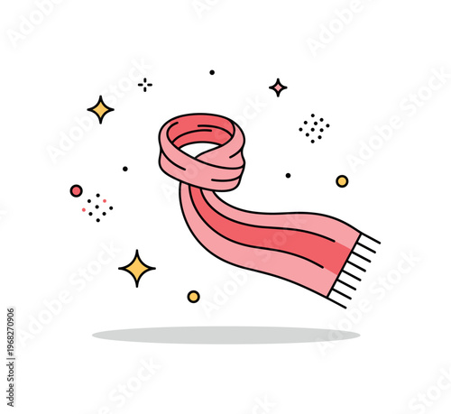 Scarves and shawls elegant wrapping concept where a scarf is tied around shoulders or neck with fashion accessories while small sparkle and line