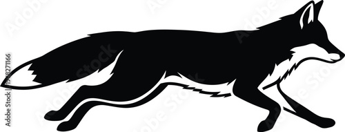 Silhouette running fox elegant motion wild animal vector illustration