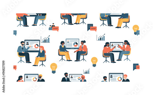 guidance session seamless pattern, repeating pattern, surface design, textile print, modern illustration of advisors discussing career paths with students,