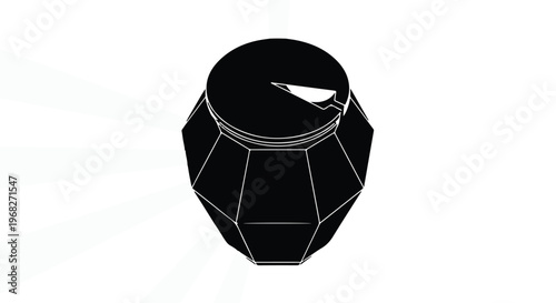 black geometric jar with lid line art