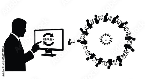 businessman presenting recycling symbol to diverse group