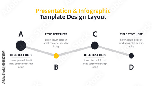 Business presentation infographic showing a four step process progression