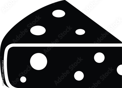 Silhouette triangular wedge of delicious swiss cheese with holes vector illustration