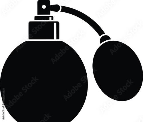 Silhouette vintage perfume bottle atomizer spray classic retro design vector illustration