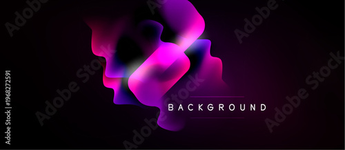 Abstract fluid shapes, vibrant magenta hues, dark background. Modern design element, dynamic composition, gradient effect.