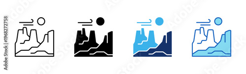 Canyon icon set multiple style collection