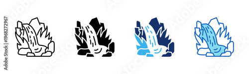 Waterfall icon set multiple style collection