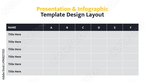 Clean table chart layout for business data presentation and information organization