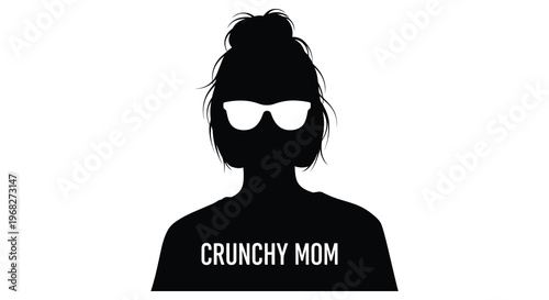 Woman wearing sunglasses and a t shirt bold text silhouette
