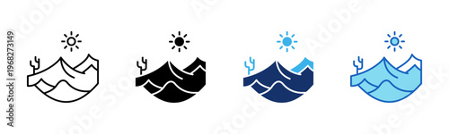 Desert icon set multiple style collection