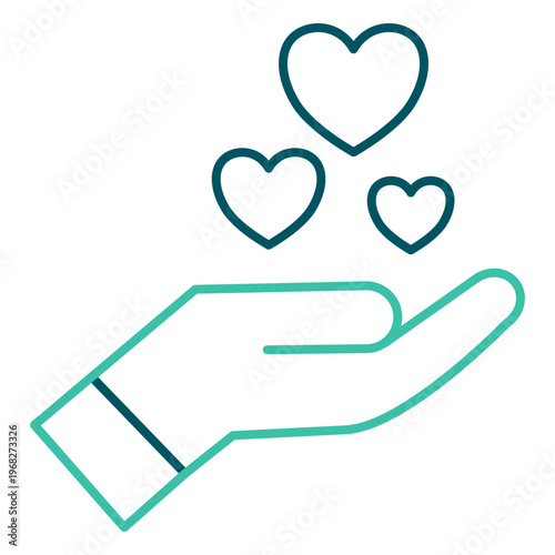 Hand Giving Hearts Line
