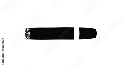 A stark black silhouette of a cigar with detailed band silhouette