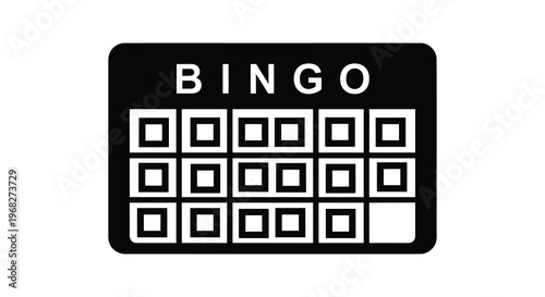 A black bingo card with empty squares a simple silhouette
