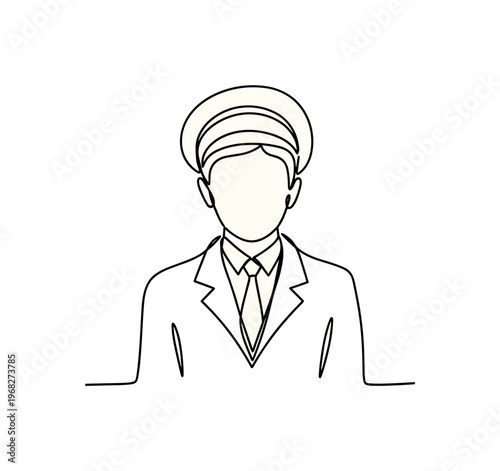Vintage Political Poster. Minimalistic one-line drawing stylized person or symbol in retro campaign poster, continuous single black line on white background,