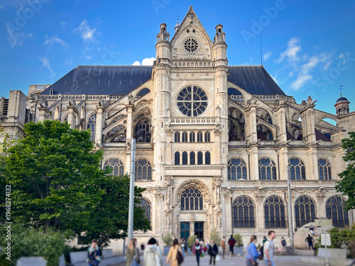The South facade of the Church of St. Eustache with the transept in center, in the Flamboyant Gothic style, the 1st arrondissement of Paris, France. It is the second largest church in the city, just
