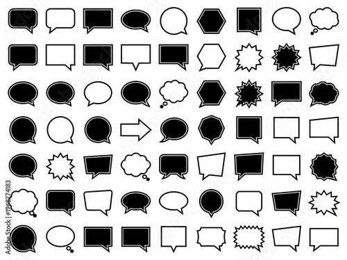 ポップな黒い吹き出しアイコンセット