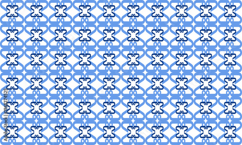 Seamless pattern with rhombuses vintage ribbon in white and blue diamond line net, with squares block arrange as wall design for fabric print, wallpaper, background, horizontal strip