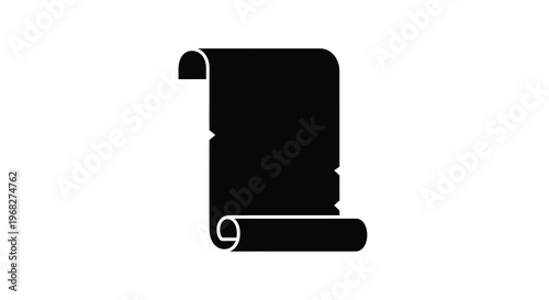 A simple black and white illustration depicts a rolled scroll with a tied ribbon high quality