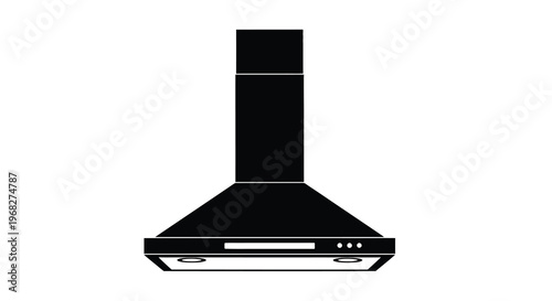 A black and white illustration depicting a modern kitchen range hood or extractor fan high quality
