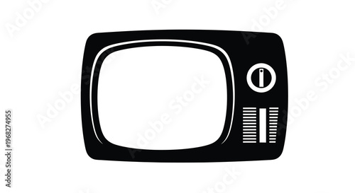 A minimalist illustration depicts a vintage black television set with a blank white screen high quality