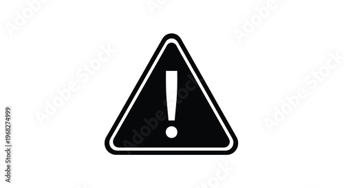 A black and yellow triangular warning sign featuring a central exclamation point and dot high quality
