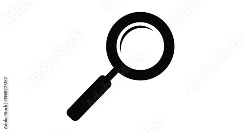 A simple black and white illustration depicts a magnifying glass commonly used for investigation high quality