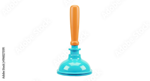 Blue and orange toilet plunger