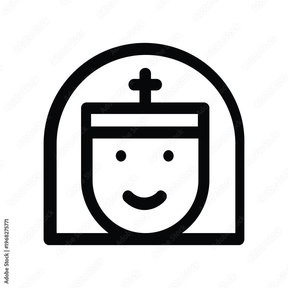 Fototapeta premium Nun Religious Avatar Line Icon
